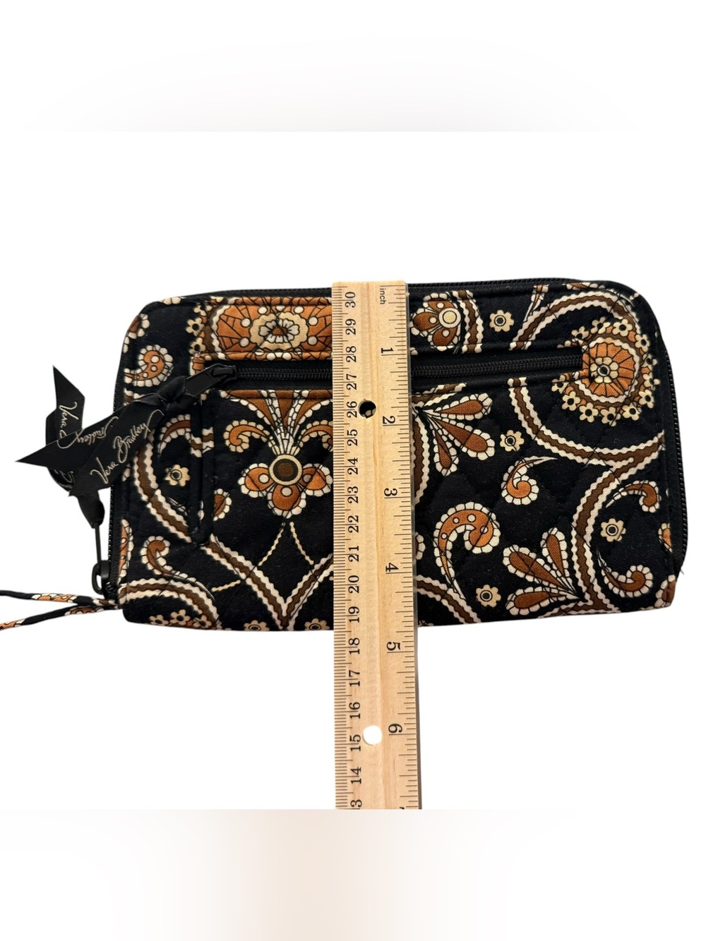Vera Bradley Retired Cafe Caffe Latte Pattern Zip Wallet Hidden Wristlet Strap - Picture 8 of 8